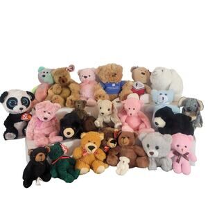 Lot of 24 Small Plush Bears - TY, Russ, Assorted  Some Vintage Collectibles